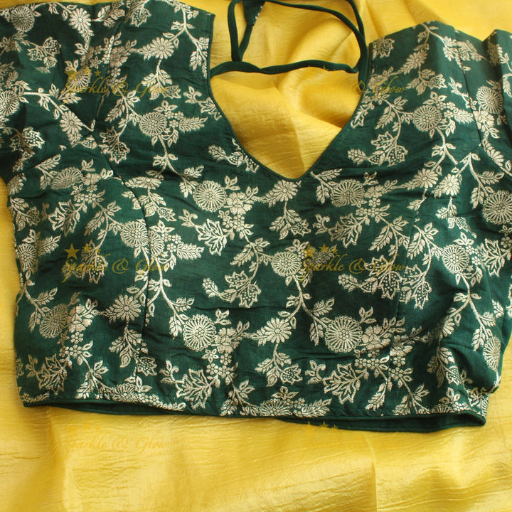 Pretty yellow colour tissue organza saree with readymade blouse - Yellow