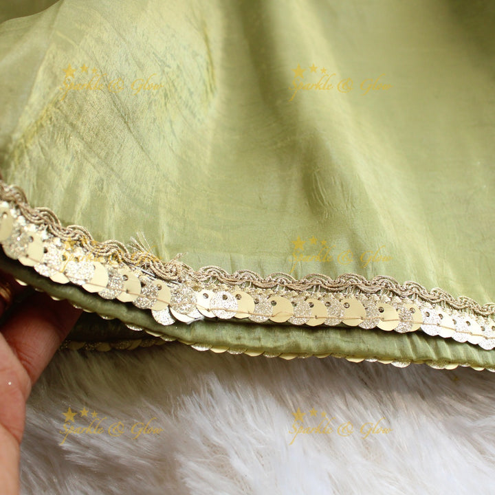Pretty yellow colour tissue organza saree with readymade blouse - Yellow