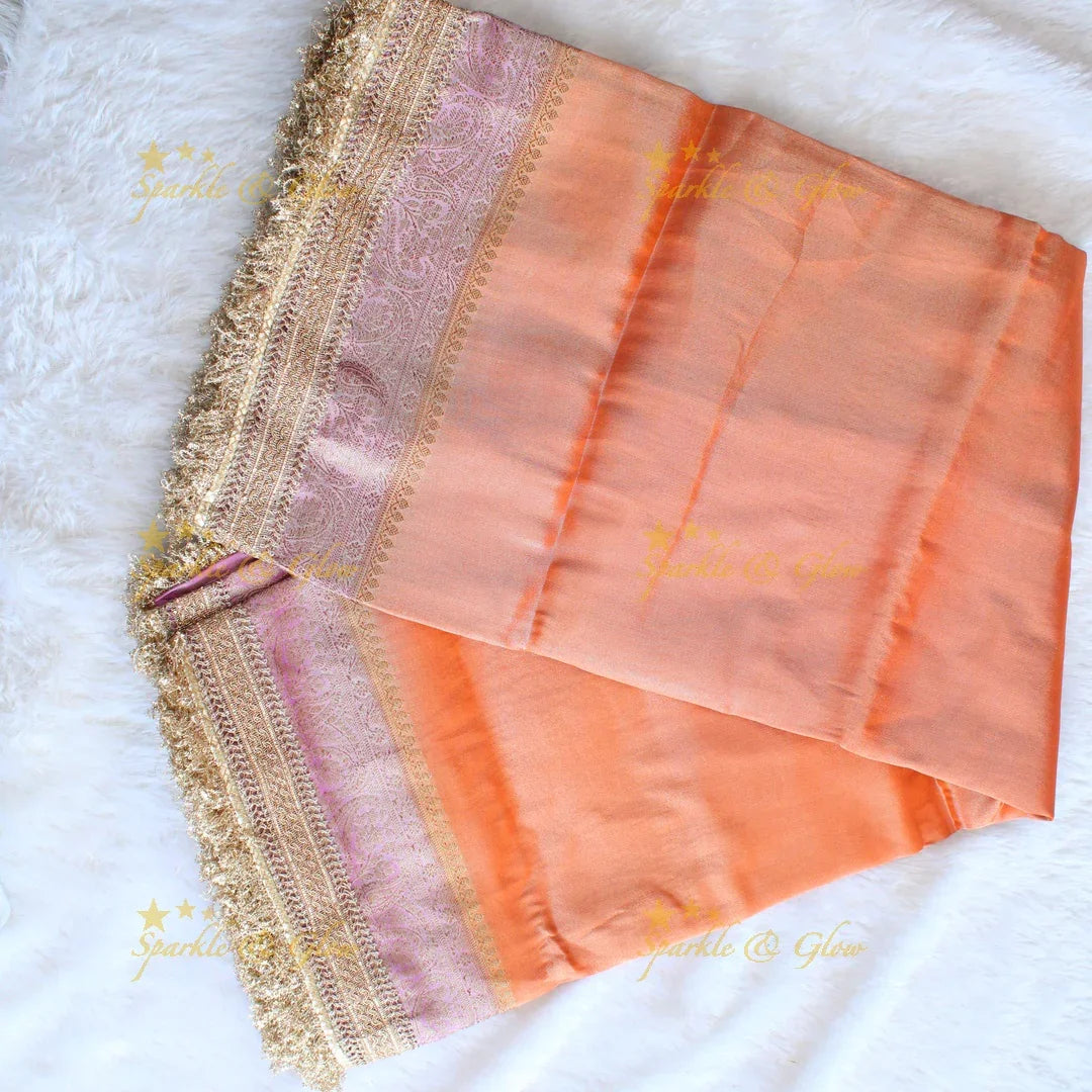 Beautiful multi colour banarasi tissue silk saree with lace attached with blouse piece - Sparkle and Glow
