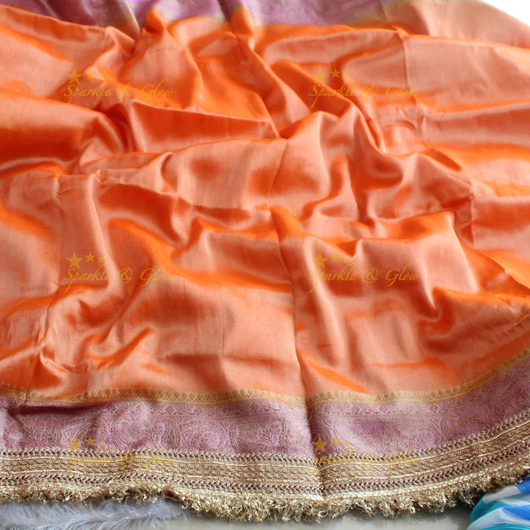 Beautiful multi colour banarasi tissue silk saree with lace attached with blouse piece - Sparkle and Glow