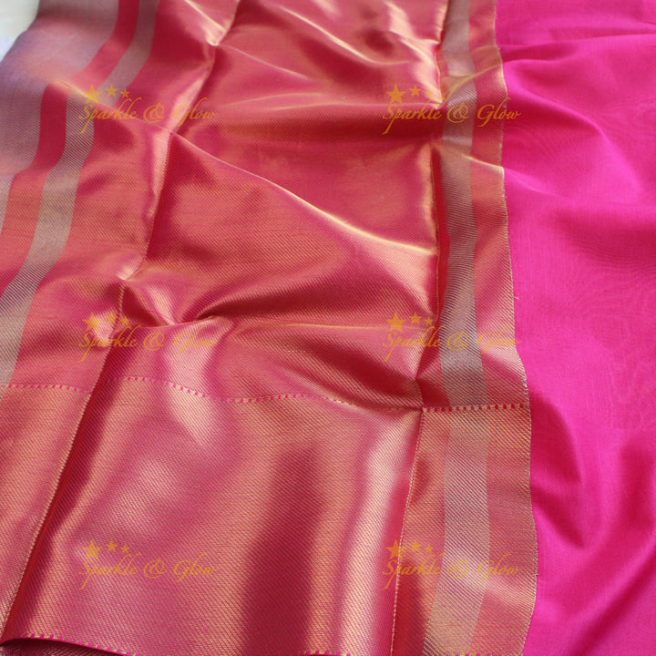Jyothika inspired Pretty pink and gold colour banarasi tissue silk saree with blouse piece