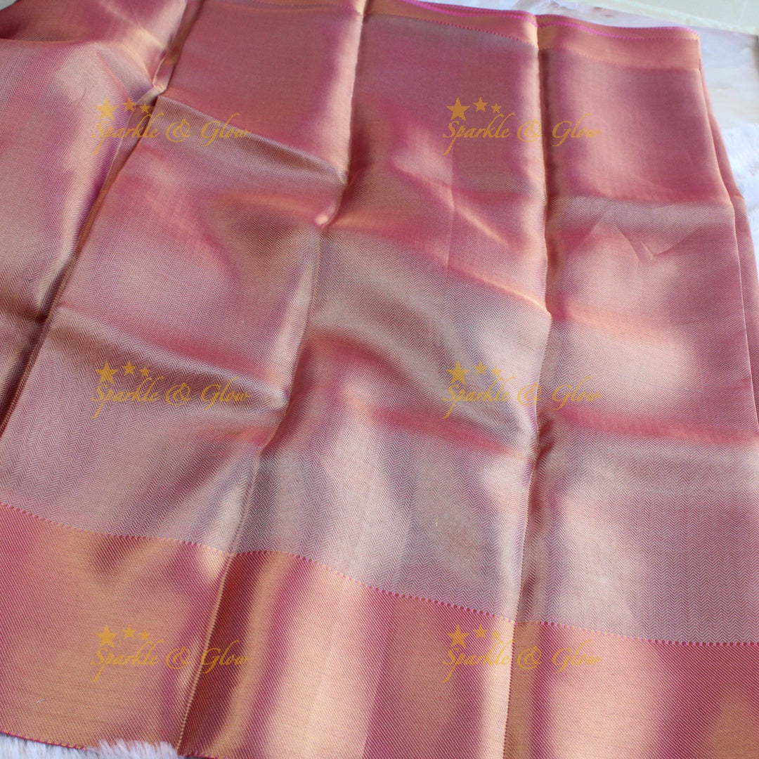Jyothika inspired Pretty pink and gold colour banarasi tissue silk saree with blouse piece
