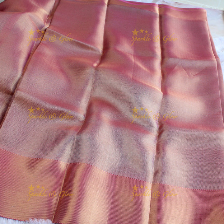 Jyothika inspired Pretty pink and gold colour banarasi tissue silk saree with blouse piece