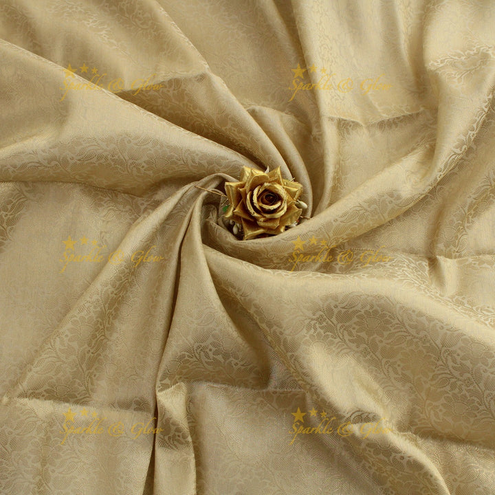 Beautiful white and gold colour floral print Banarasi Tissue Silk saree with blouse piece - White