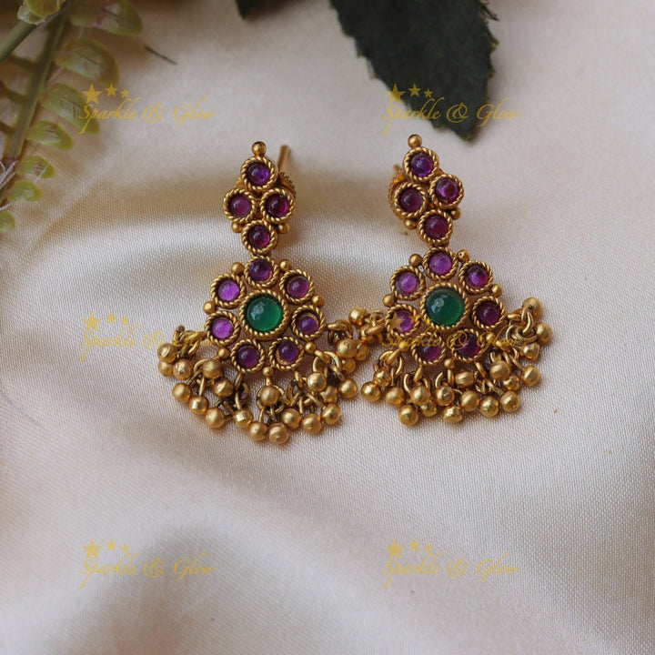 Simple and elegant stones earrings - Purple - Sparkle and Glow - Purple - 