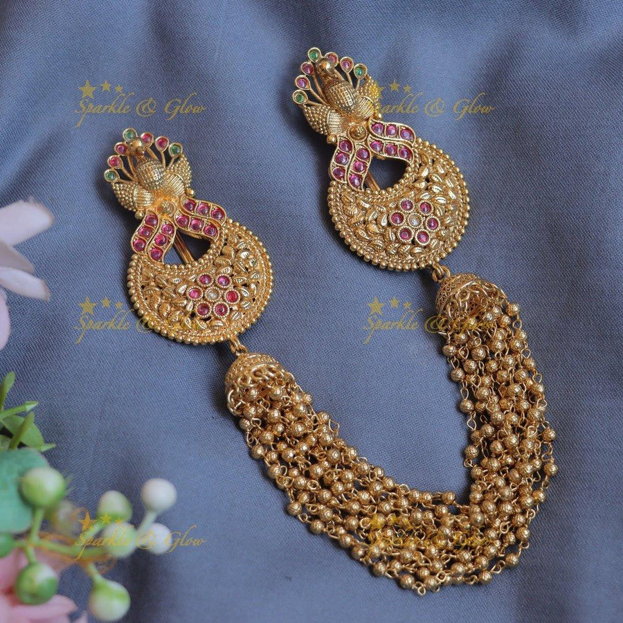Stunning Dual tone Peacock Floral carved Hairpin - Sparkle and Glow