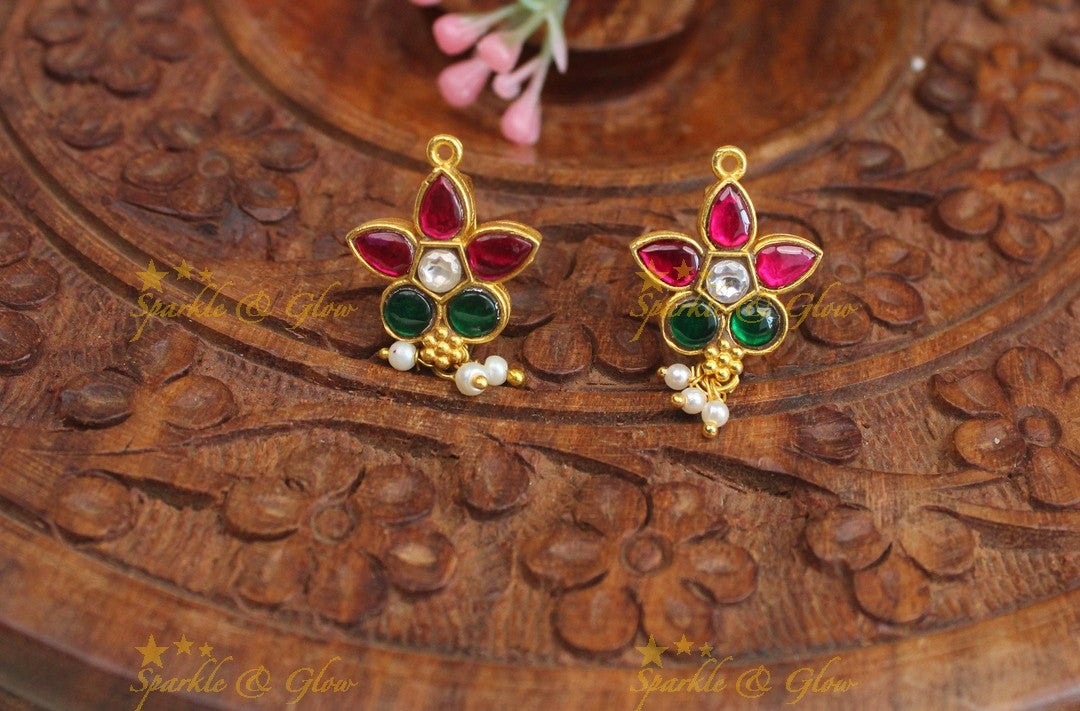 Beautiful Diya Flower design Jadau kundan Bugadi Earrings
