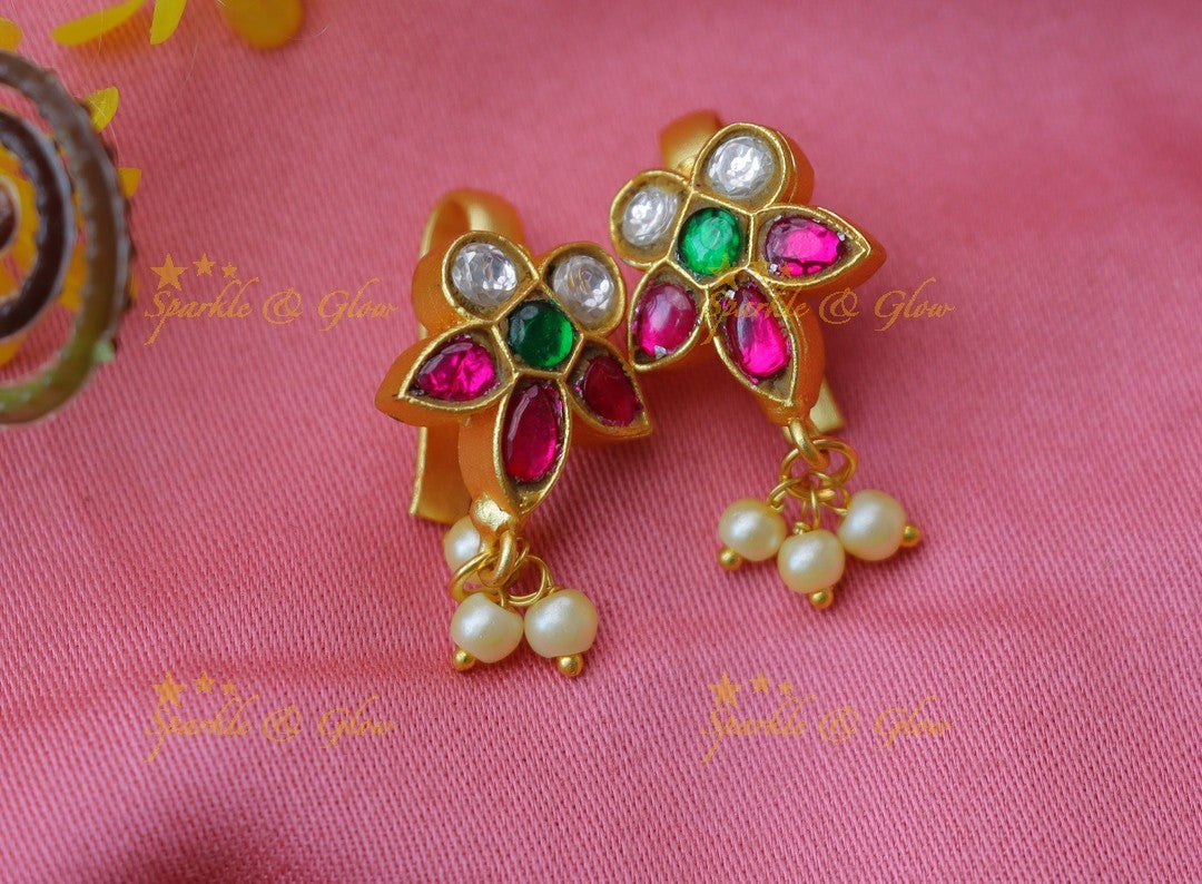 Statement Floral Jadau kundan Bugadi Earrings