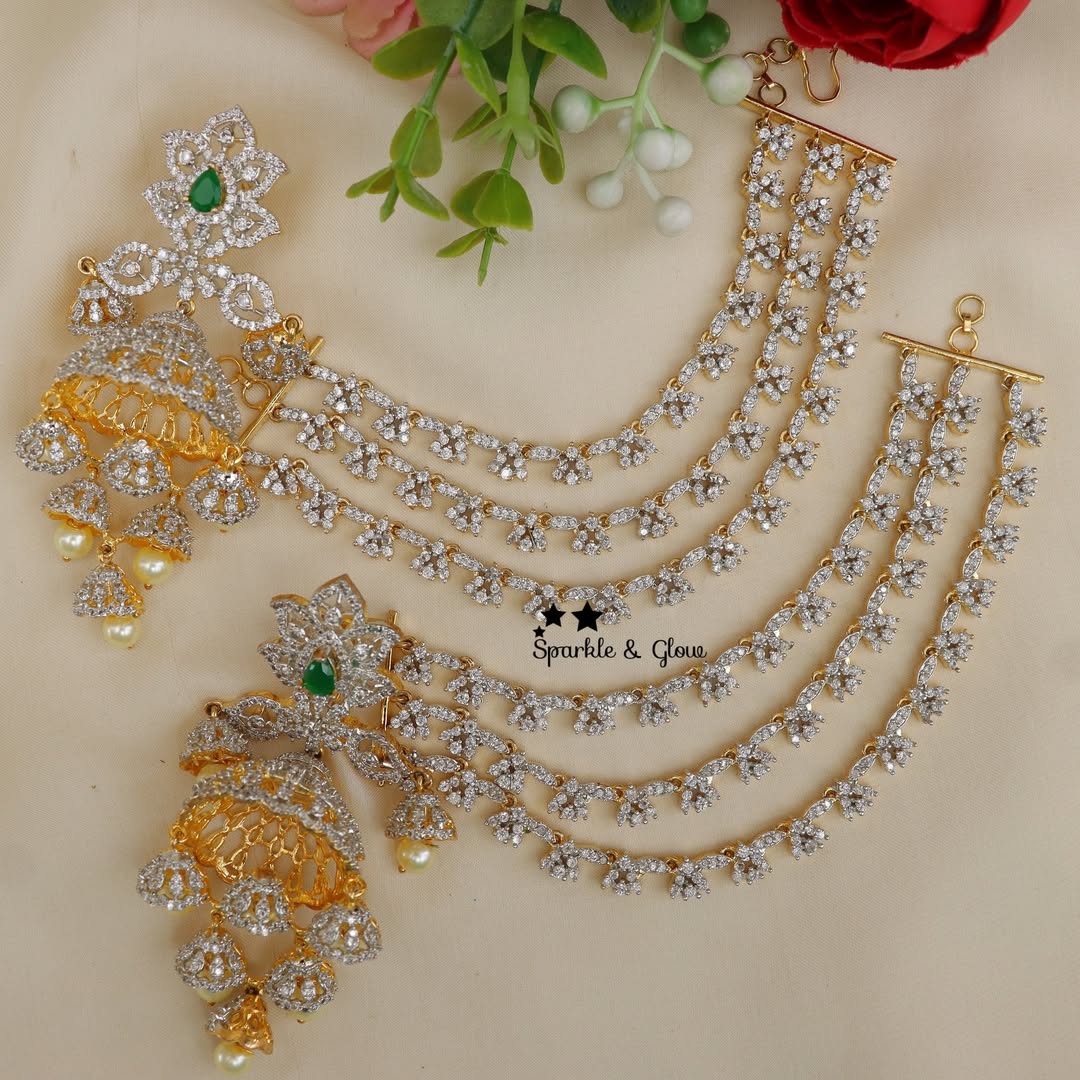 Exquisite Floral Earrings with Chains | Sparkle & Glow