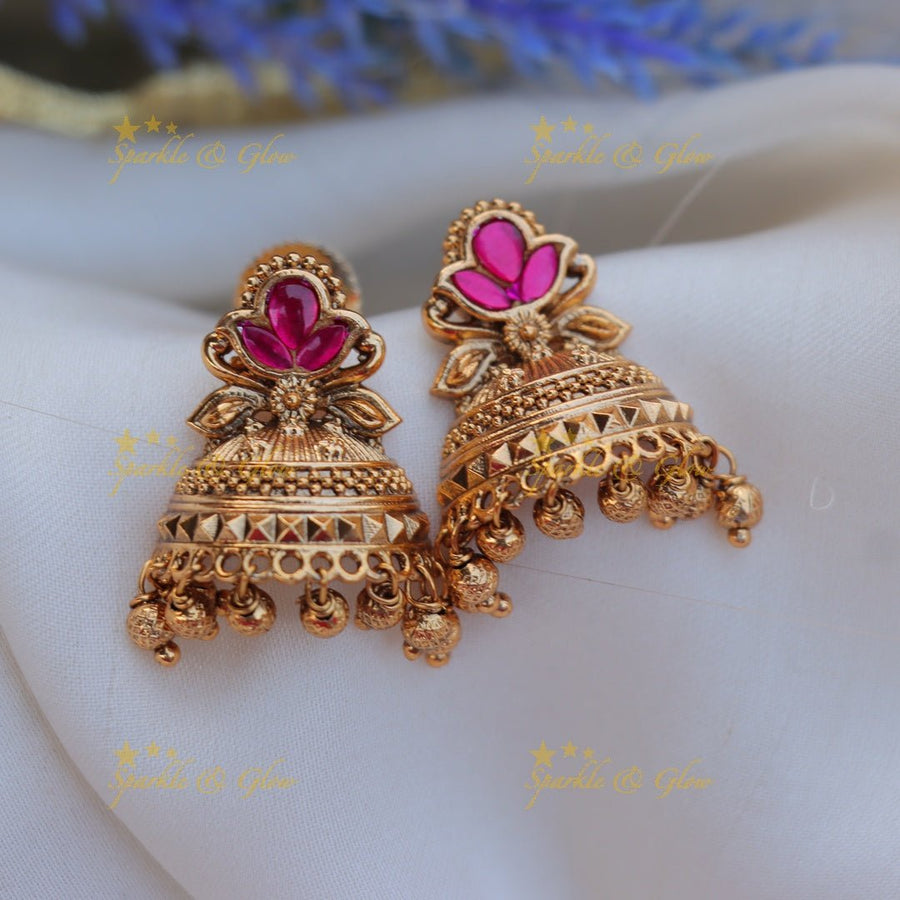 Simple and pretty jadau jhumukas - Sparkle and Glow - 