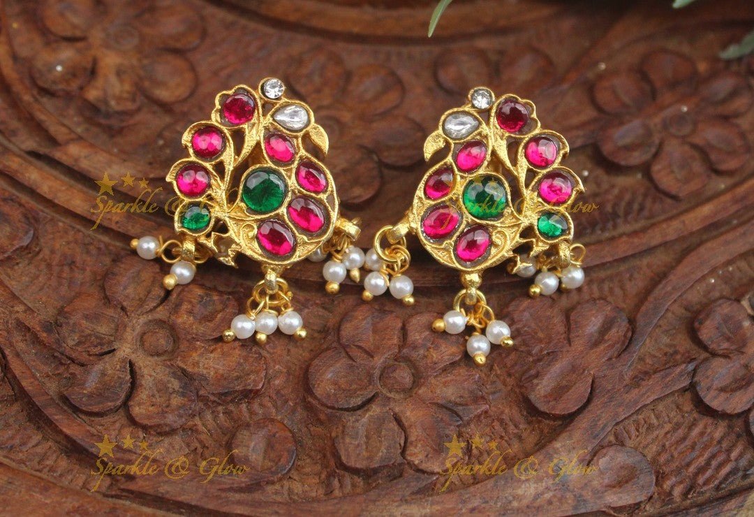 Stunning dancing Pigeon design Jadau Bugadi Earrings - Sparkle and Glow - 