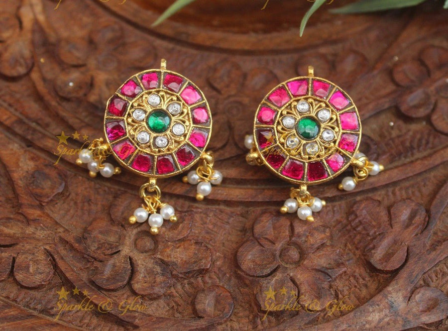 Stunning Jadau Floral Bugadi Earrings with pearls - Sparkle and Glow - 