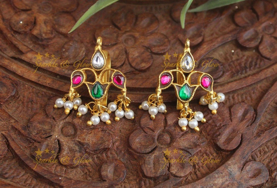 Stunning Jadau Maharashtrian style Bugadi Earrings - Sparkle and Glow - 
