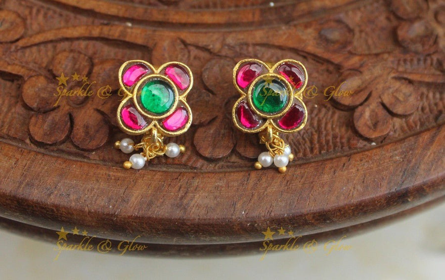 Elegant Jadau Flower design Bugadi Earrings - Sparkle and Glow - 