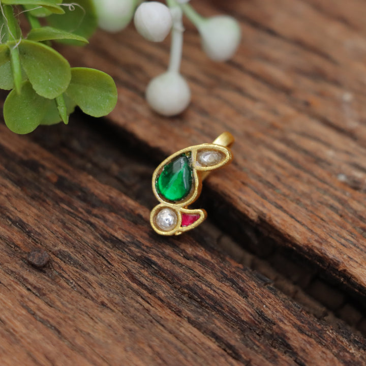 Elegant Peacock Design Nosepin - Festive Non-Piercable Joy