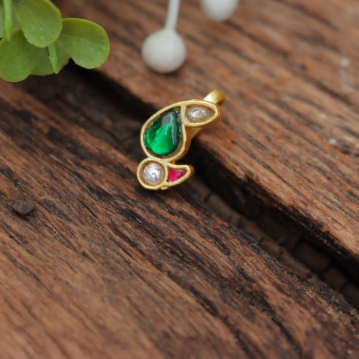 Elegant Peacock Design Nosepin - Festive Non-Piercable Joy