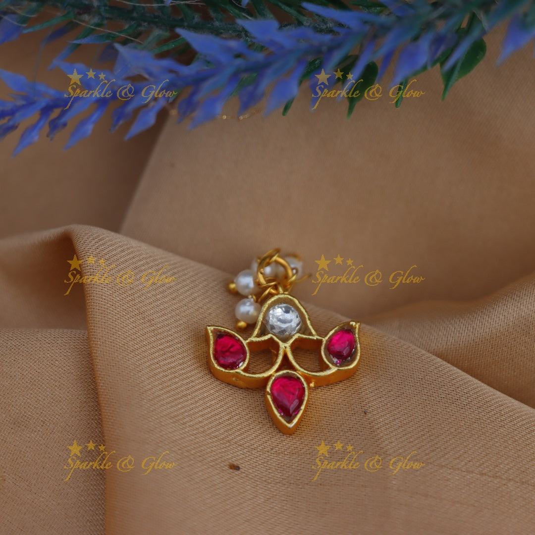 Intricately Carved Jadau Kundan Floral Press Nose Pin