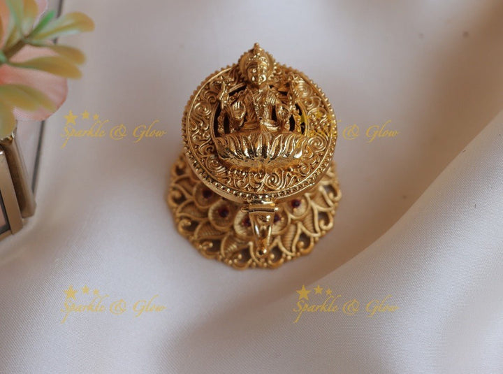 Beautiful Lakshmi on Lotus design Kumkum box - Sparkle and Glow - 