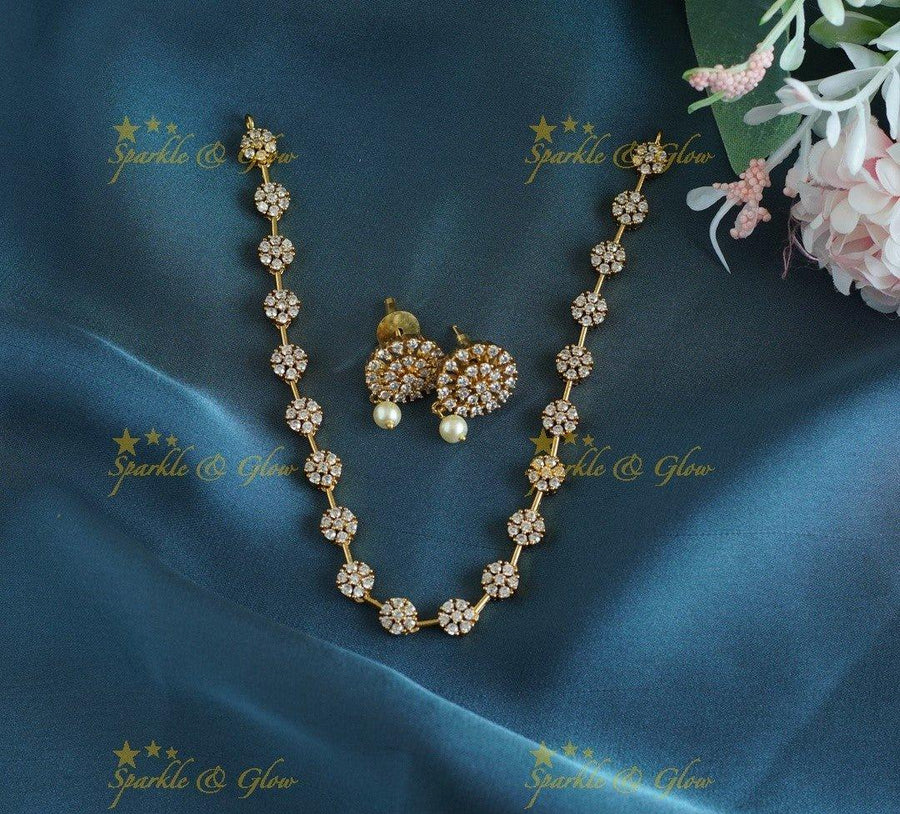 Statement Flower design AD short necklace - Sparkle and Glow