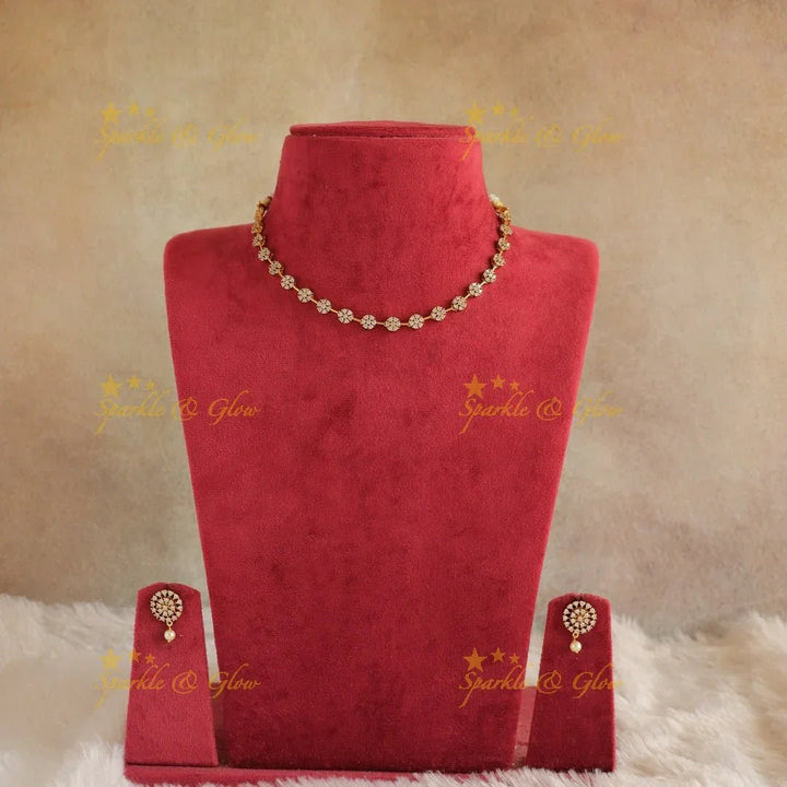 Statement Flower design AD short necklace - Sparkle and Glow