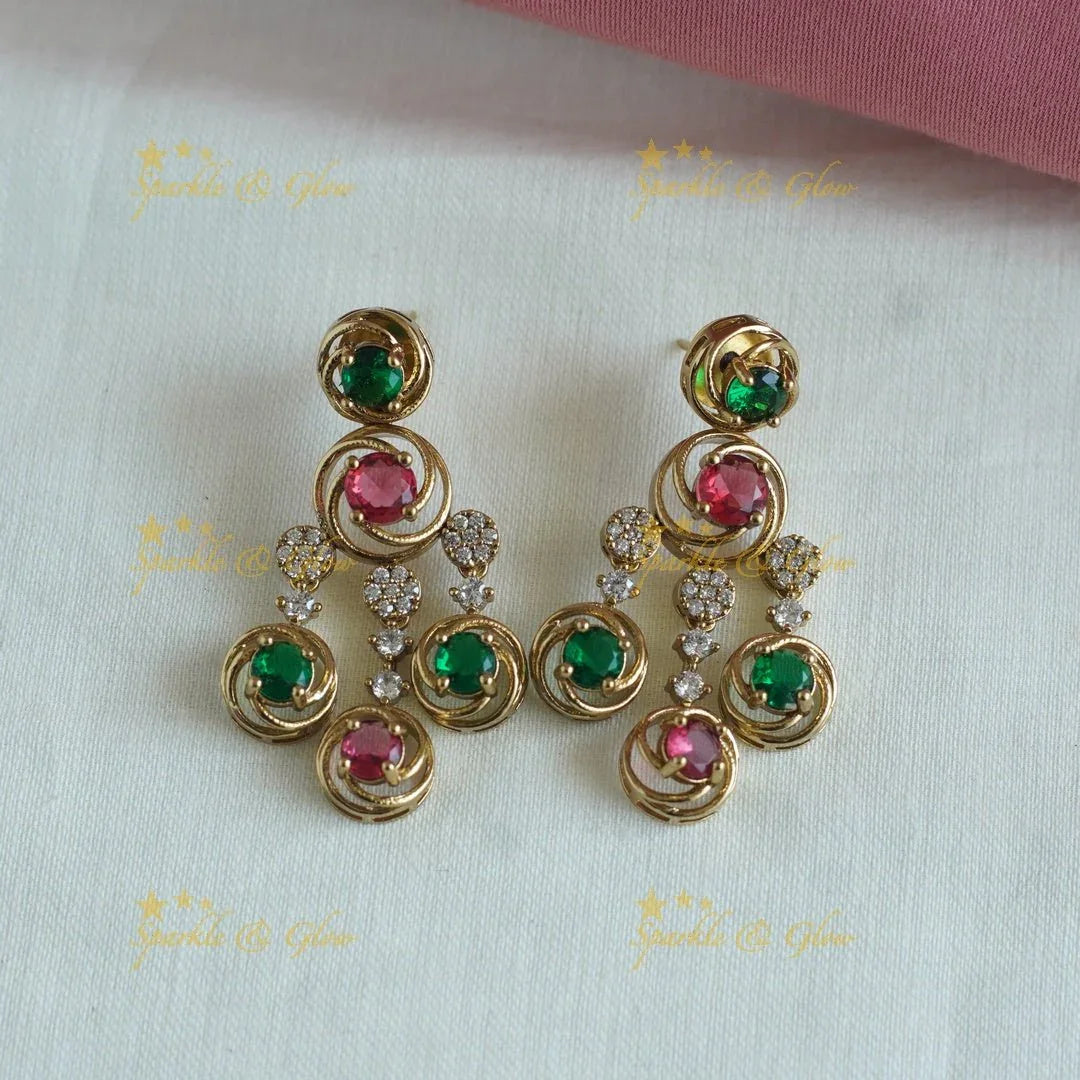 Beautiful Two Layered Floral AD short necklace - Sparkle and Glow