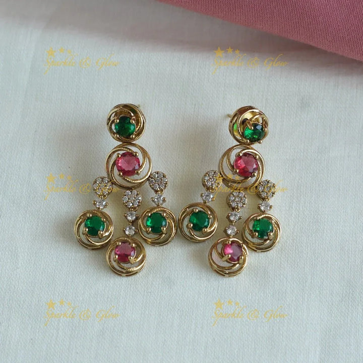 Beautiful Two Layered Floral AD short necklace - Sparkle and Glow