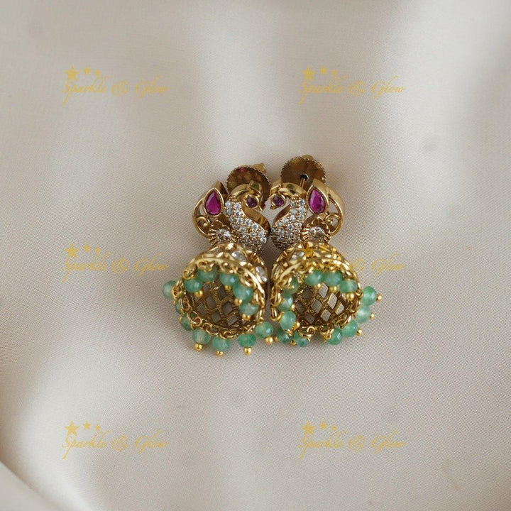 Stunning Antique Peacock Floral carved short necklace - Sparkle and Glow