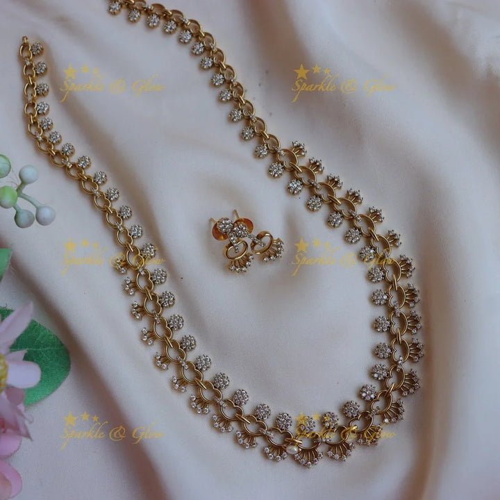 Beautiful GJ polish Heart Floral carved American diamond Haram - Sparkle and Glow