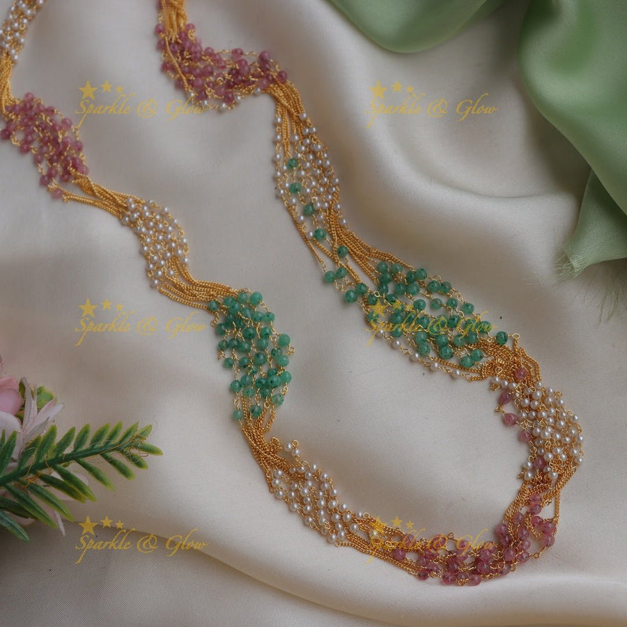 Sparkling multilayered Haram with Multicolour beads - Sparkle and Glow - Back Thread - 