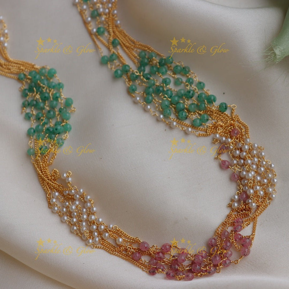 Sparkling multilayered Haram with Multicolour beads - Sparkle and Glow - Back Thread - 