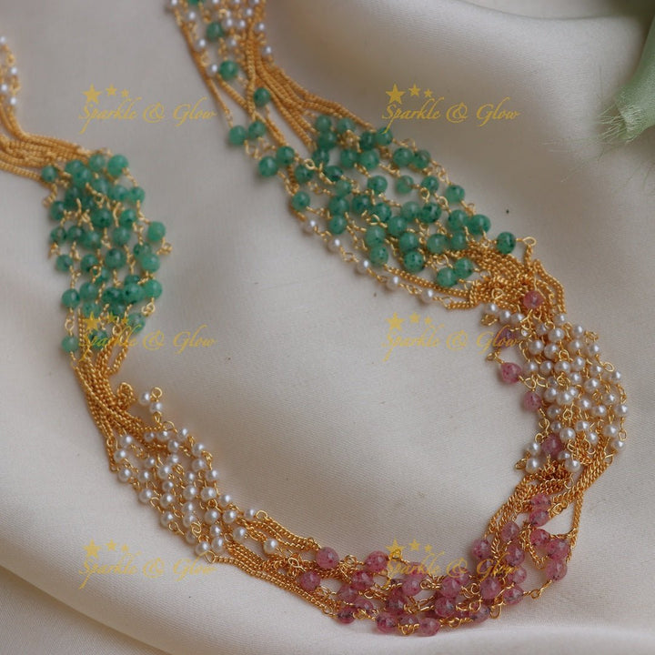 Sparkling multilayered Haram with Multicolour beads - Sparkle and Glow - Back Thread - 