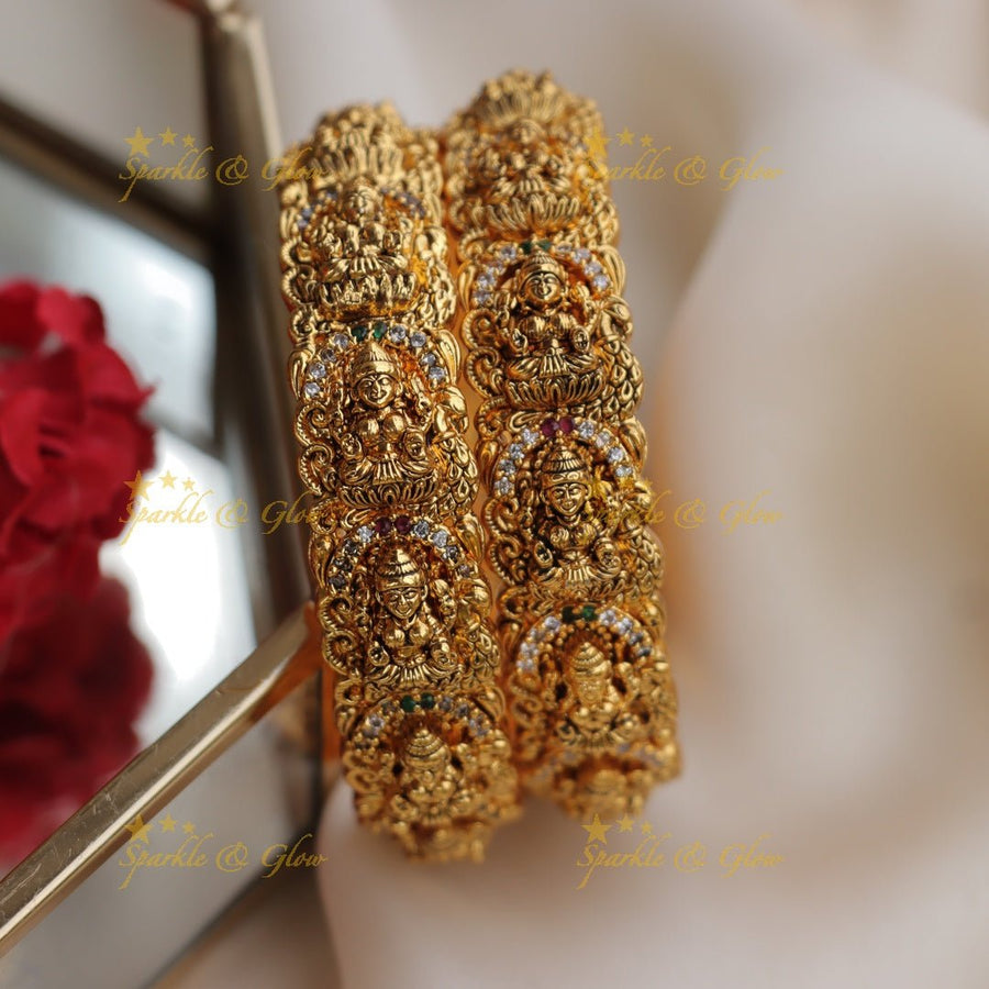 Antique Gold - alike Lakshmi Temple Bangles - Sparkle and Glow - 2.4 - 