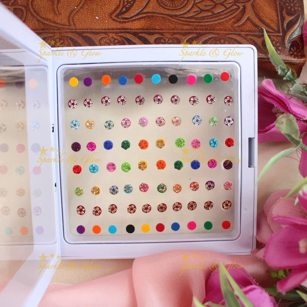 Stunning Assorted design and colour Bindi Box - Sparkle and Glow