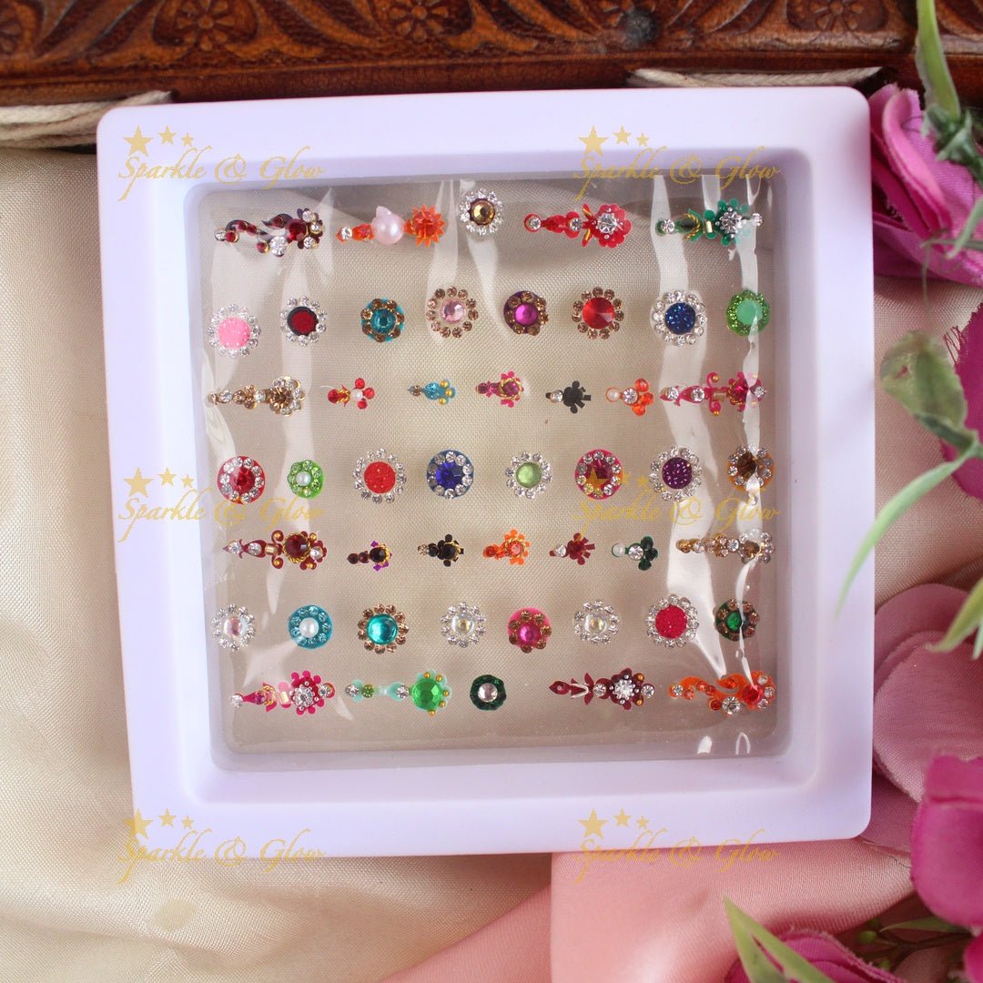 Beautiful Assorted design Bridal Bindi box - Sparkle and Glow - 