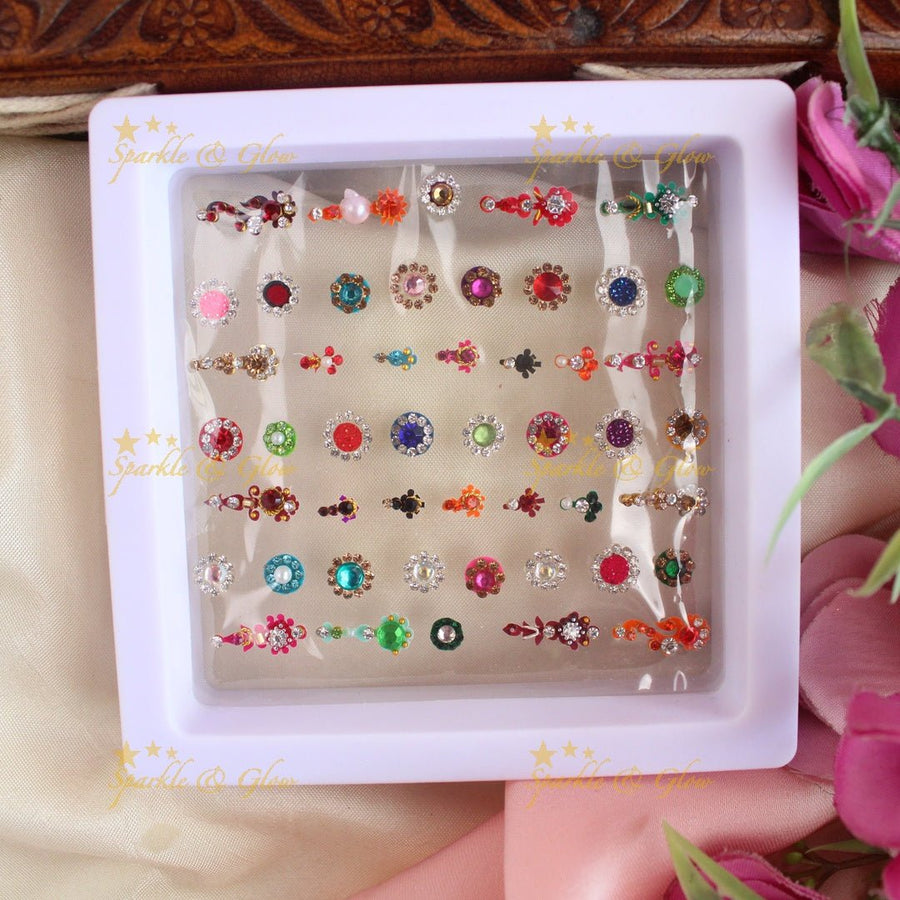 Beautiful Assorted design Bridal Bindi box - Sparkle and Glow - 