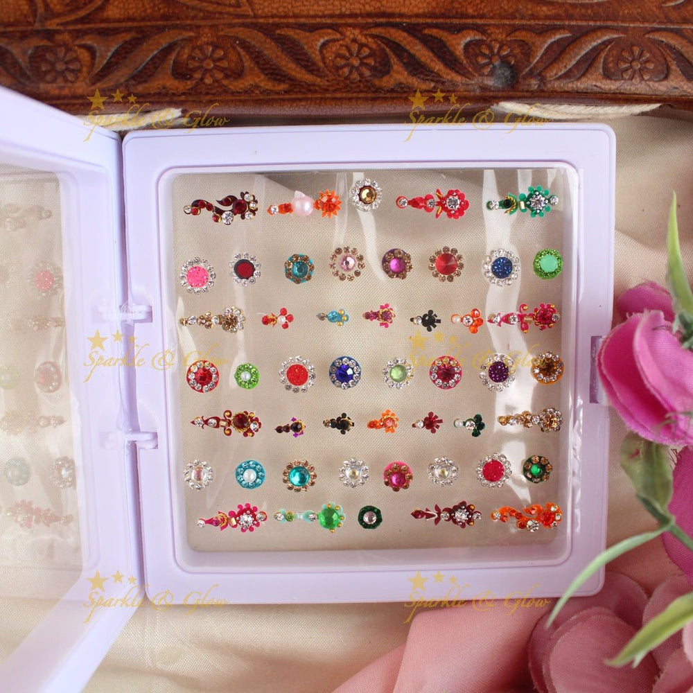Beautiful Assorted design Bridal Bindi box - Sparkle and Glow - 