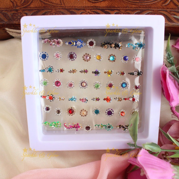 Stunning different shaped Bridal bindi box with pearls and stones - Sparkle and Glow - 