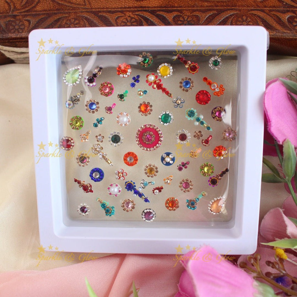 Stunning different shaped Bridal bindi box with pearls and stones - Sparkle and Glow - 