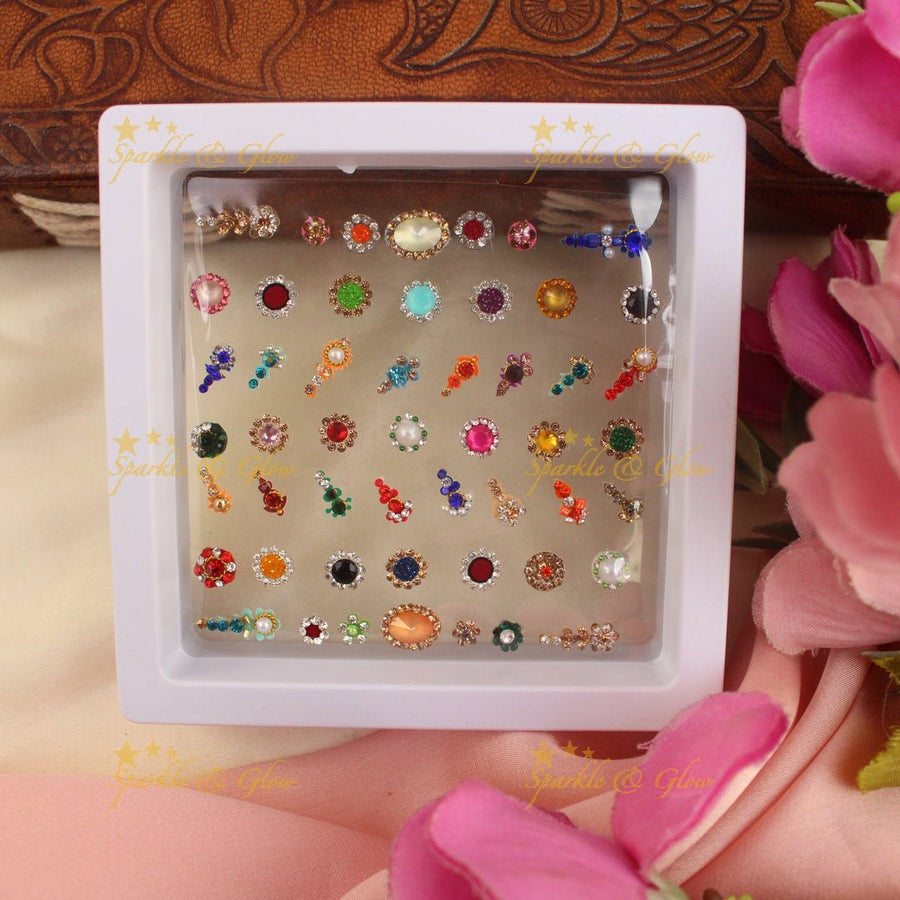 Elegant different size Bridal bindi box with Assorted colours - Sparkle and Glow - 