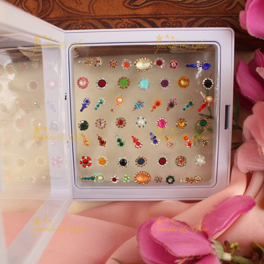 Elegant different size Bridal bindi box with Assorted colours - Sparkle and Glow - 