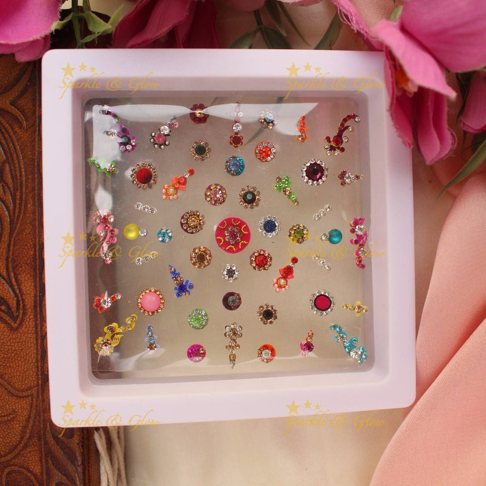 Beautiful Bridal wear Bindi box with stones and heavy work - Sparkle and Glow - 