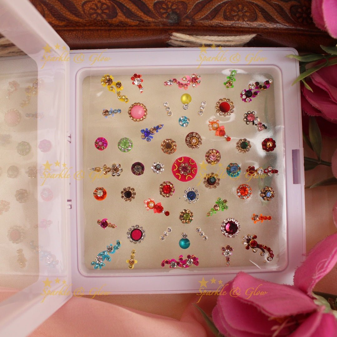 Beautiful Bridal wear Bindi box with stones and heavy work - Sparkle and Glow - 