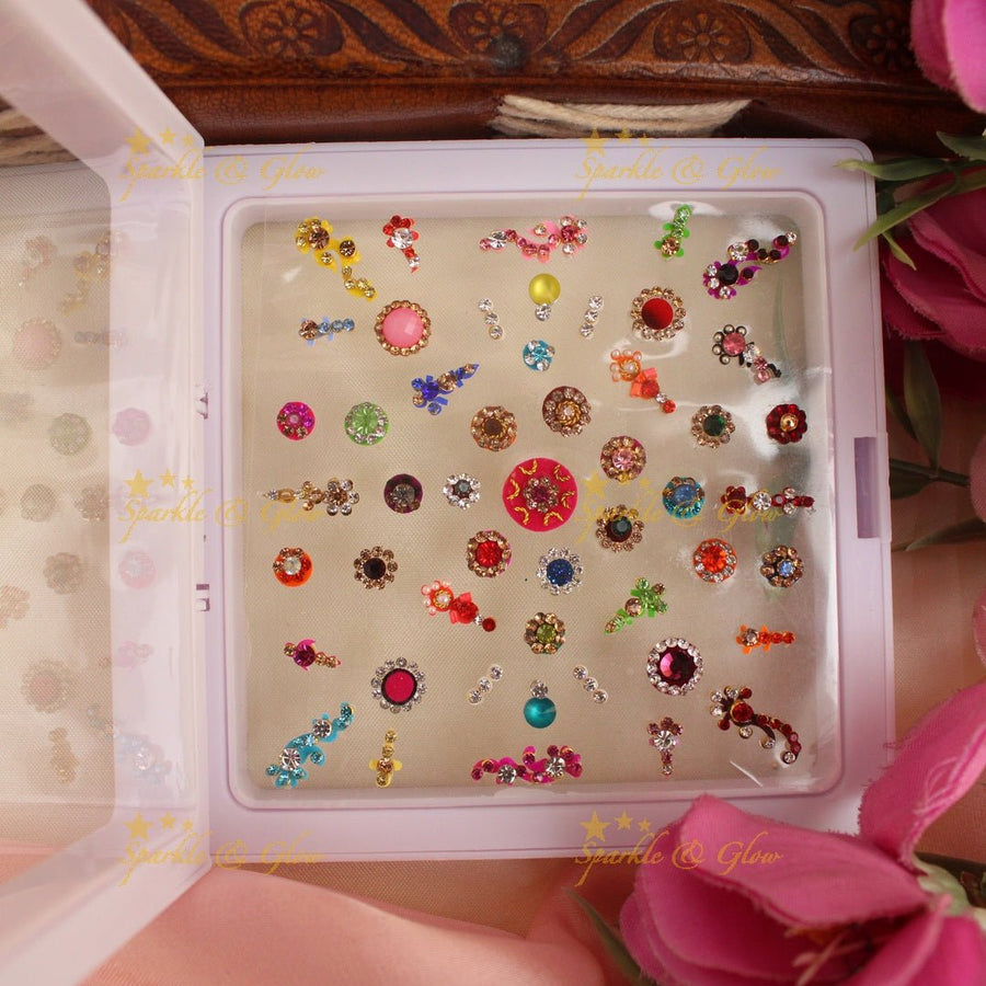 Beautiful Bridal wear Bindi box with stones and heavy work - Sparkle and Glow - 