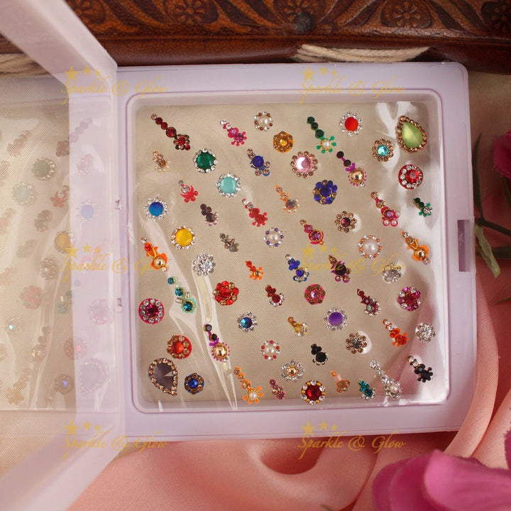 Elegant Stone work Bridal Bindi box with different size - Sparkle and Glow - 