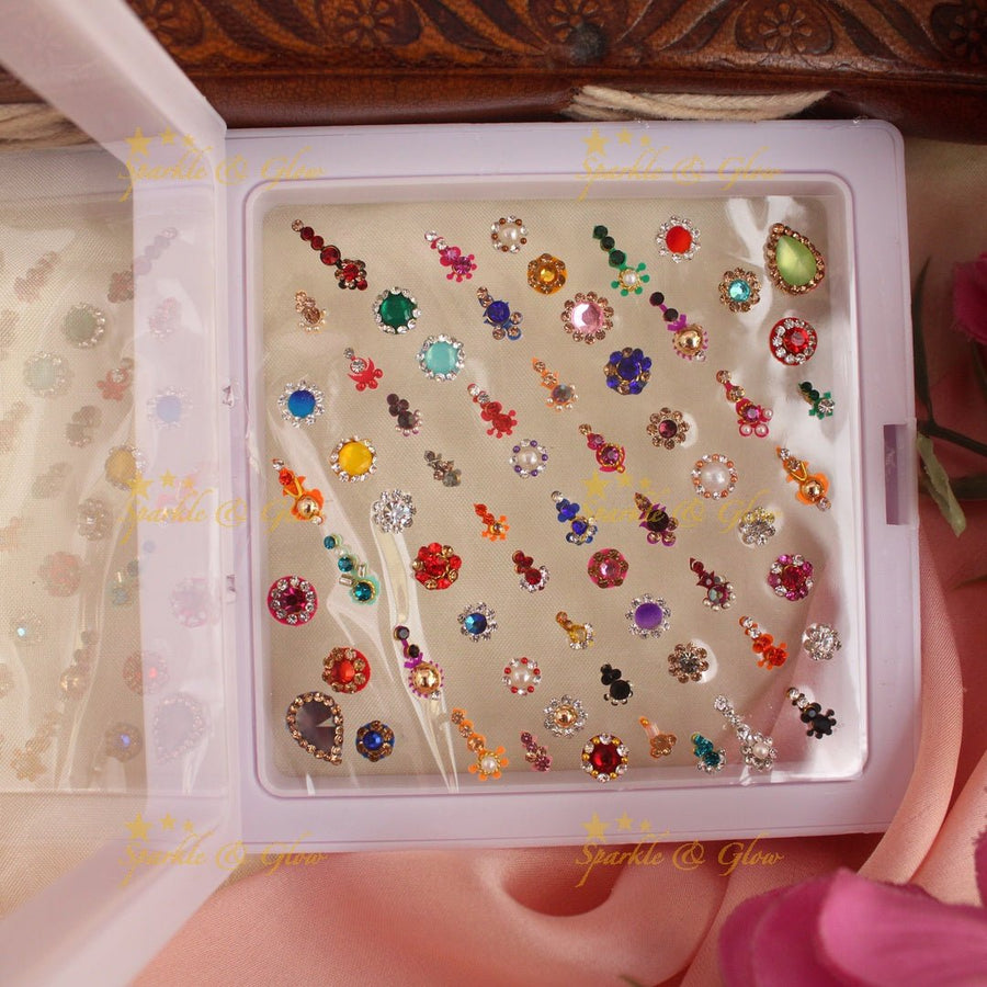 Elegant Stone work Bridal Bindi box with different size - Sparkle and Glow - 