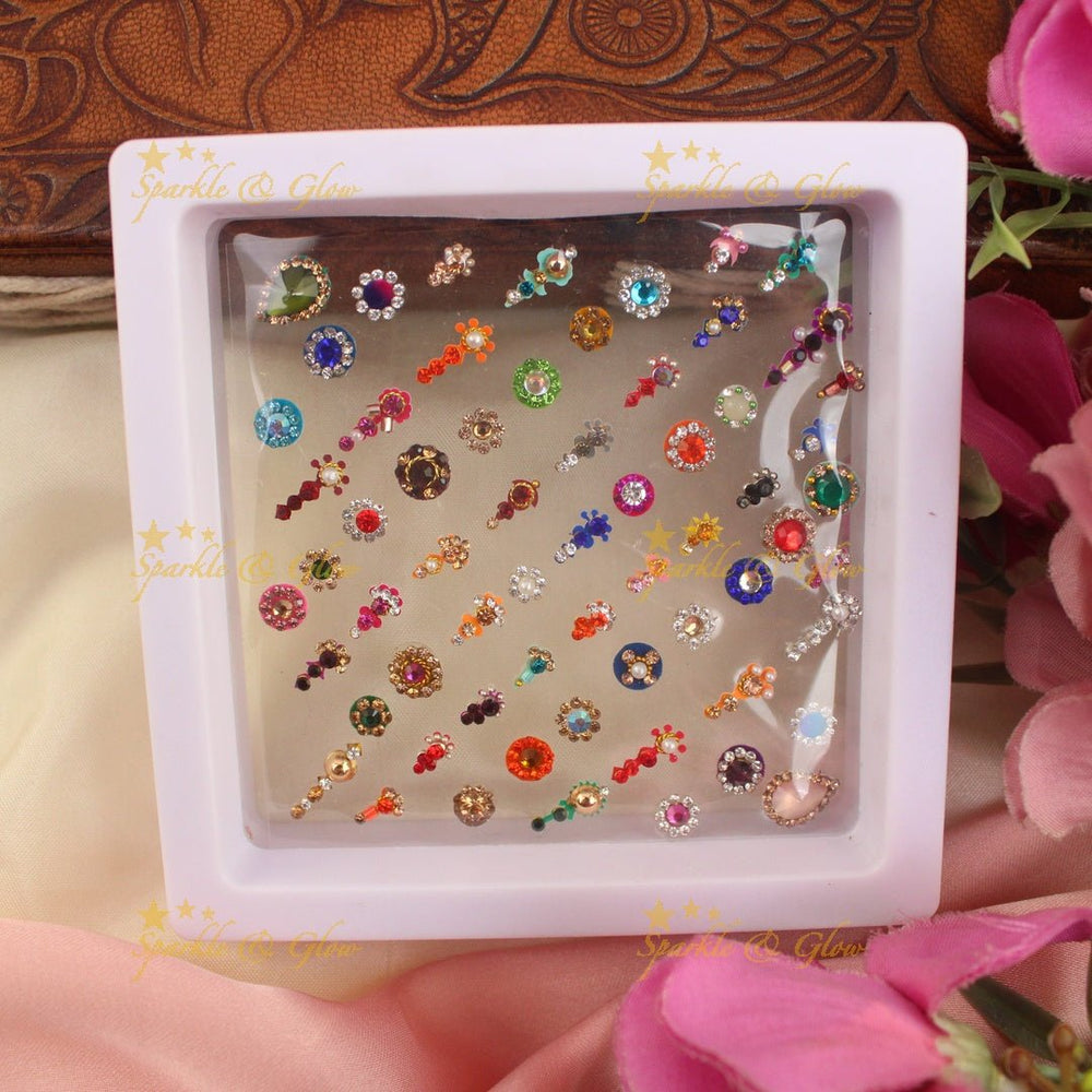 Elegant different size Bridal bindi box with Assorted colours - Sparkle and Glow - 