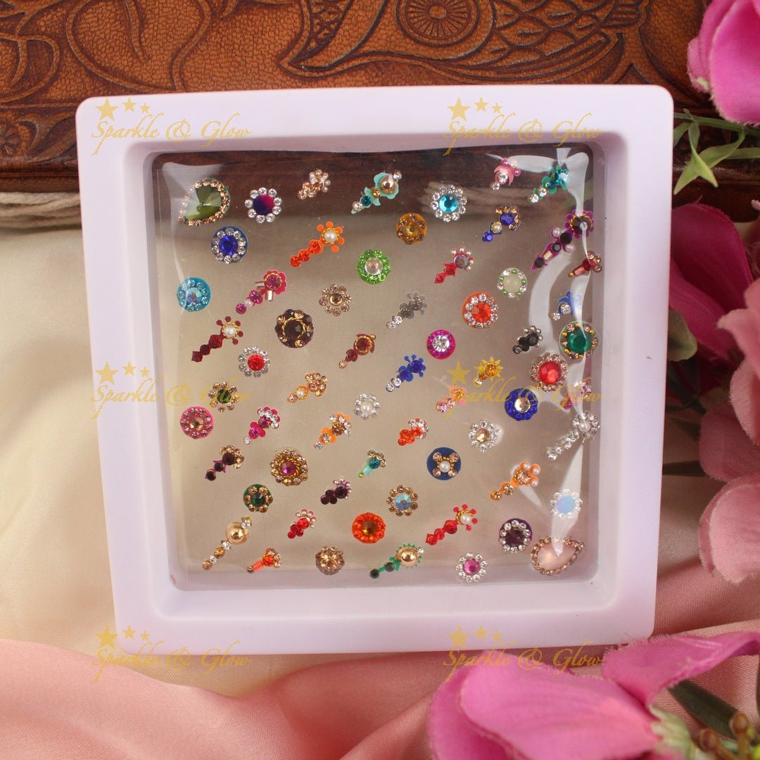 Elegant different size Bridal bindi box with Assorted colours - Sparkle and Glow - 