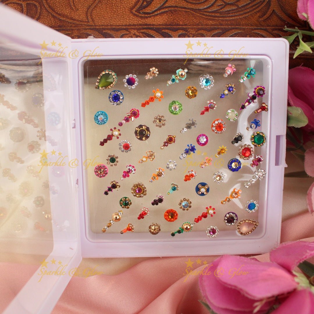 Elegant different size Bridal bindi box with Assorted colours - Sparkle and Glow - 
