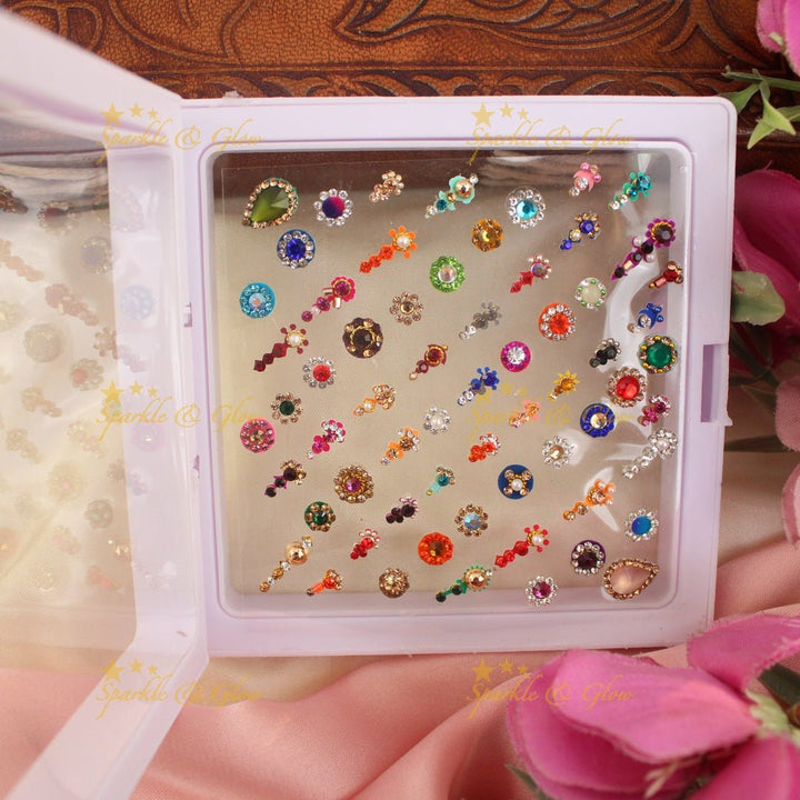 Elegant different size Bridal bindi box with Assorted colours - Sparkle and Glow - 