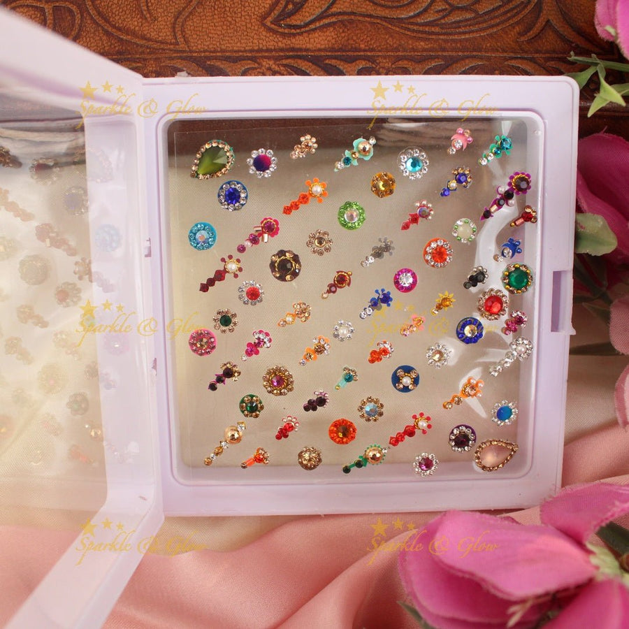 Elegant different size Bridal bindi box with Assorted colours - Sparkle and Glow - 